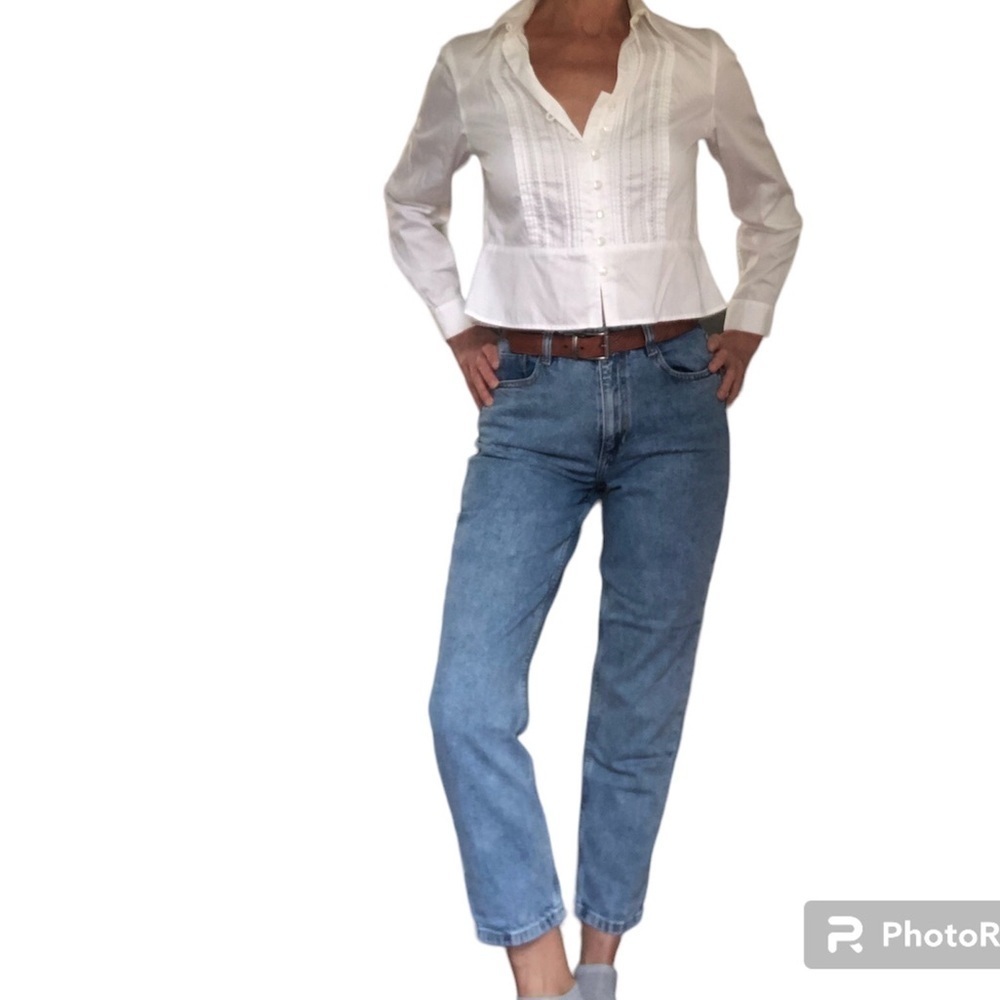 ZARA MOM Wedgie Paper bag taper size 6 12.5” Hi Rise Jeans